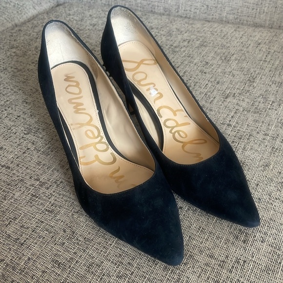 Sam Edelman Black Suede Pointy Toe Heels Size 9.5 - Picture 12 of 13
